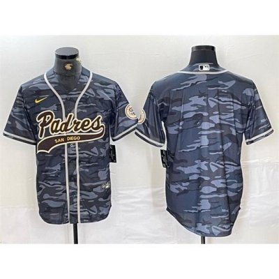 Men San Diego Padres Blank Gray Camo Cool Base Stitched Baseball Jersey