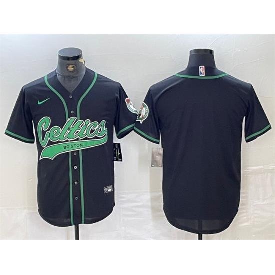 Men Boston Celtics Blank Black Stitched Baseball Jersey