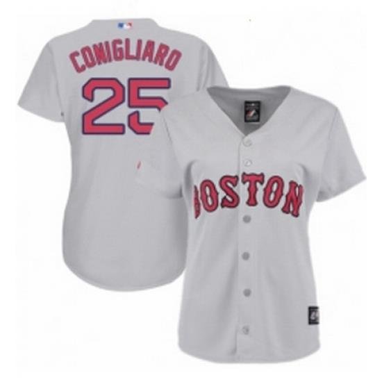 Womens Majestic Boston Red Sox 25 Tony Conigliaro Replica Grey Road MLB Jersey