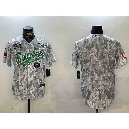 Men Philadelphia Eagles big logo 2024 F U S E Arctic Camo Salute To Service Limited Stitched Jersey 12