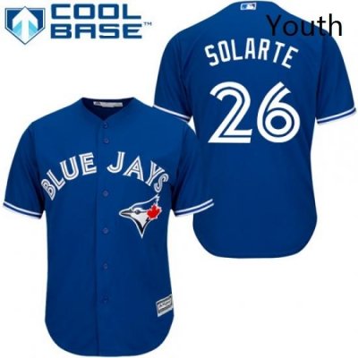 Youth Majestic Toronto Blue Jays 26 Yangervis Solarte Authentic Blue Alternate MLB Jersey