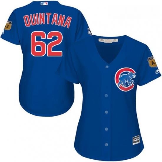 Womens Majestic Chicago Cubs 62 Jose Quintana Authentic Royal Blue Alternate MLB Jersey