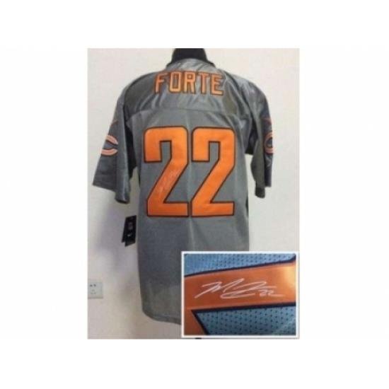 Nike chicago bears 22 Matt Forte grey Elite shadoW Signed NFL Jersey