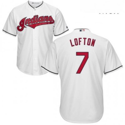 Mens Majestic Cleveland Indians 7 Kenny Lofton Replica White Home Cool Base MLB Jersey