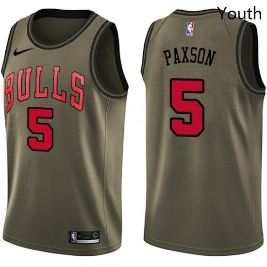 Youth Nike Chicago Bulls 5 John Paxson Swingman Green Salute to Service NBA Jersey