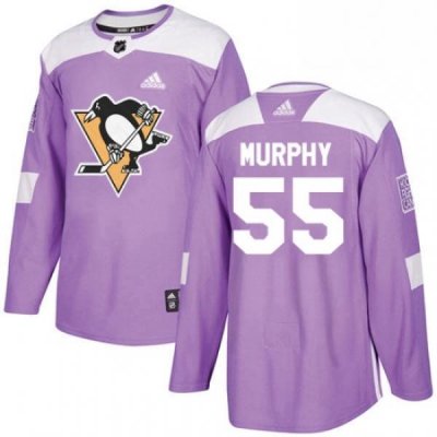 Mens Adidas Pittsburgh Penguins 55 Larry Murphy Authentic Purple Fights Cancer Practice NHL Jersey