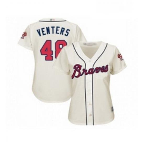 Womens Atlanta Braves 48 Jonny Venters Replica Cream Alternate 2 Cool Base Baseball Jersey