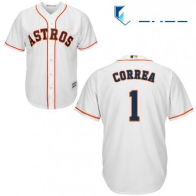 Youth Majestic Houston Astros 1 Carlos Correa Authentic White Home Cool Base MLB Jersey