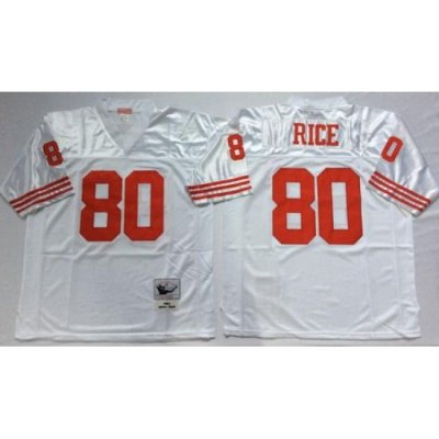 Men San Francisco 49ers 80 Jerry Rice White M&N Throwback Jersey