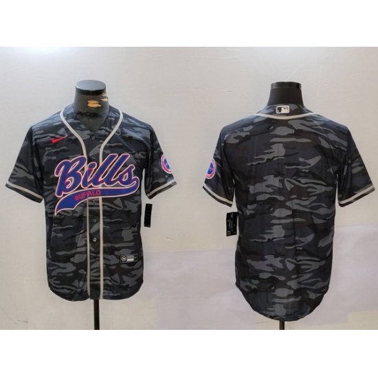 Men Buffalo Bills blank Camo Team Cool Base Stitched Baseball Jersey