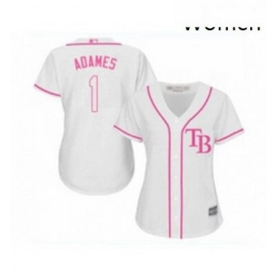 Womens Tampa Bay Rays 1 Willy Adames Replica White Fashion Cool Base Baseball Jersey