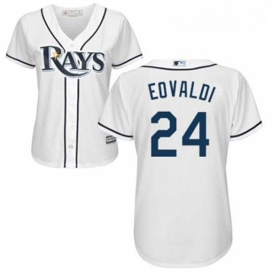 Womens Majestic Tampa Bay Rays 24 Nathan Eovaldi Replica White Home Cool Base MLB Jersey