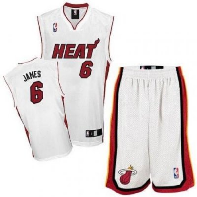 Miami Heat 6 Lebron James White Revolution 30 Swingman Jersey & Shorts Suit