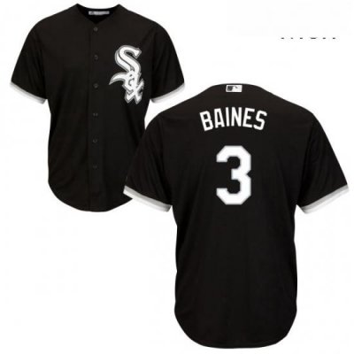 Mens Majestic Chicago White Sox 3 Harold Baines Replica Black Alternate Home Cool Base MLB Jersey