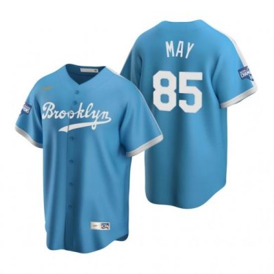 Men Brooklyn Los Angeles Dodgers 85 Dustin May Light Blue 2020 World Series Champions CooperstoWn Collection Jersey