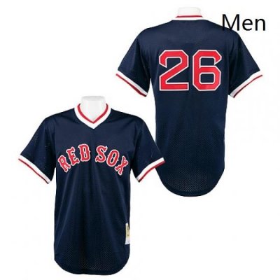 Mens Mitchell and Ness 1991 Boston Red Sox 26 Wade Boggs Replica Navy Blue Throwback MLB Jersey