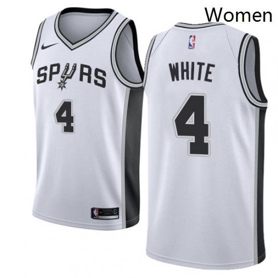 Womens Nike San Antonio Spurs 4 Derrick White Authentic White Home NBA Jersey Association Edition