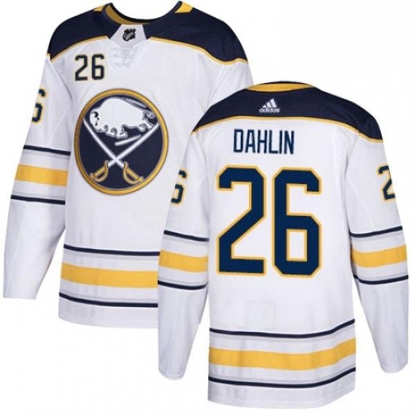 Mens Adidas Buffalo Sabres 26 Rasmus Dahlin Authentic White Away NHL Jersey