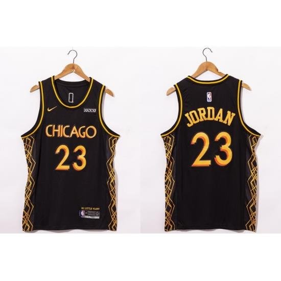 Men Chicago Bulls 23 Michael Jordan NEW Black Nike 2021 Swingman City Edition Jersey