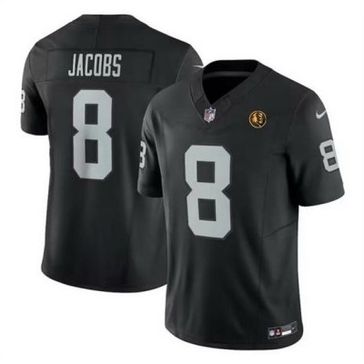 Men Las Vegas Raiders 8 Josh Jacobs Black 2023 F U S E  With John Madden Patch Vapor Limited Stitched Football Jersey