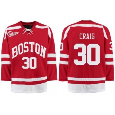 Boston University Terriers BU 30 Jim Craig Red Stitched Hockey Jersey