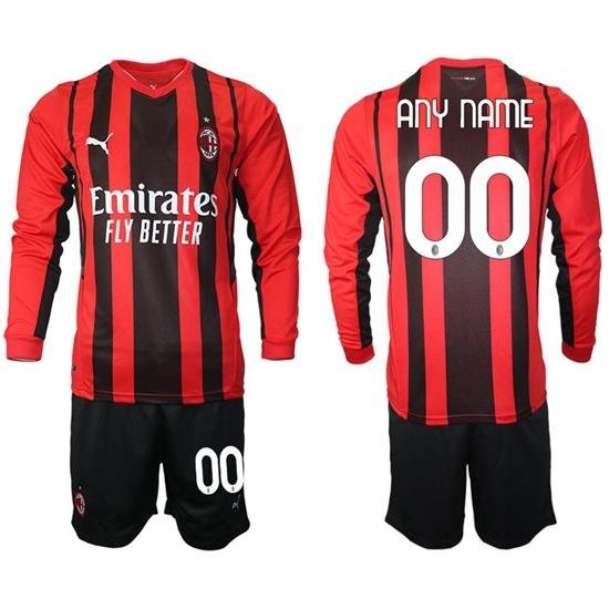 Men AC Milan Long Sleeve Soccer Jerseys 500 Customized