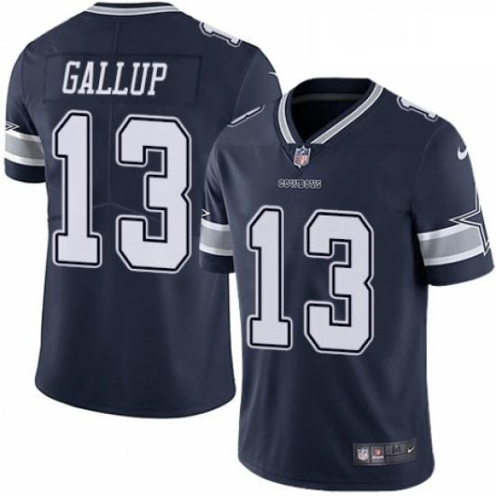 Mens Nike Dallas CoWboys 13 Michael Gallup Navy Blue Team Color Vapor Untouchable Limited Player NFL Jersey