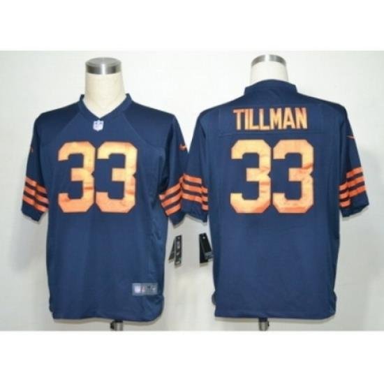 Nike Chicago Bears 33 Charles Tillman Blue Game Orange Number NFL Jersey