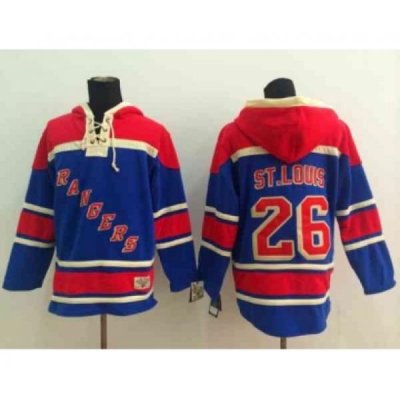 nhl jerseys new york rangers #26 st.louis blue[pullover hooded sweatshirt]