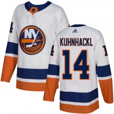 Youth Adidas New York Islanders 14 Tom Kuhnhackl Authentic White Away NHL Jersey