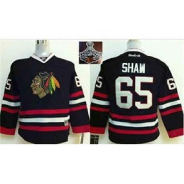 youth nhl jerseys chicago blackhawks #65 shaw black[2015 Stanley cup champions]