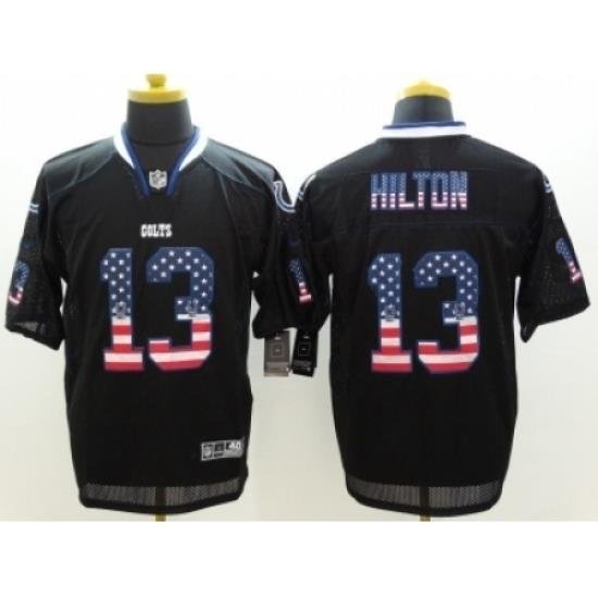 Nike Indianapolis Colts 13 T.Y. Hilton Black Elite USA Flag Fashion NFL Jersey