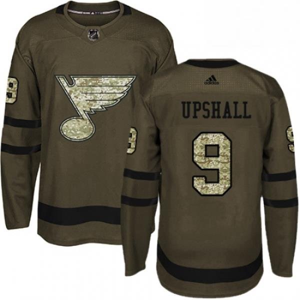 Mens Adidas St Louis Blues 9 Scottie Upshall Premier Green Salute to Service NHL Jersey