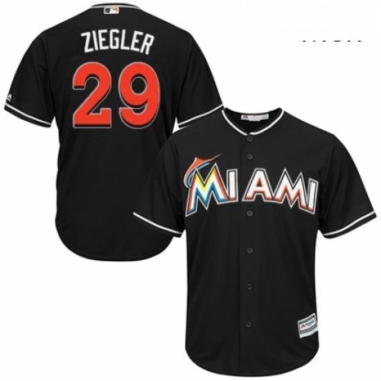 Mens Majestic Miami Marlins 29 Brad Ziegler Replica Black Alternate 2 Cool Base MLB Jersey