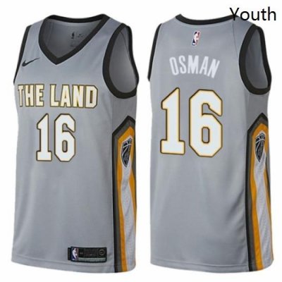 Youth Nike Cleveland Cavaliers 16 Cedi Osman Swingman Gray NBA Jersey City Edition