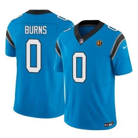 Men Carolina Panthers 0 Brian Burns Blue 2023 F U S E  With John Madden Patch Vapor Limited Stitched Football Jersey