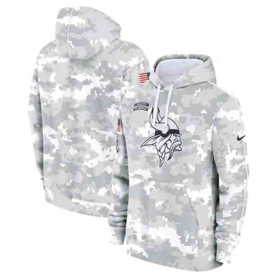 Men's Minnesota Vikings 2024 Arctic Camo Salute to Service Club Fleece Pullover Hoodie