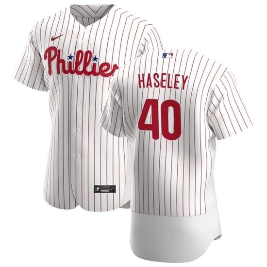 Philadelphia Phillies 40 Adam Haseley Men Nike White Home 2020 Authentic Player MLB Jersey