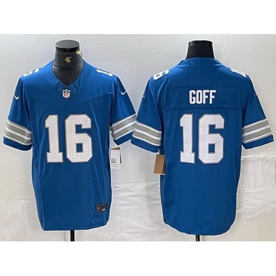 Men Detroit Lions 16 Jared Goff Blue 2024 F U S E  Vapor Limited Stitched Jersey