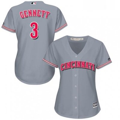 Womens Majestic Cincinnati Reds 3 Scooter Gennett Replica Grey Road Cool Base MLB Jersey