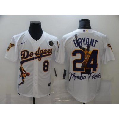 Men Los Angeles Dodgers Kobe Bryant 8 24 Mamba MLB Manba Black White Jersey