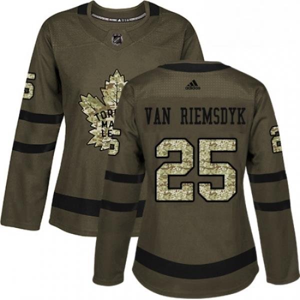 Womens Adidas Toronto Maple Leafs 25 James Van Riemsdyk Authentic Green Salute to Service NHL Jersey