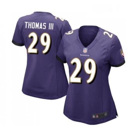 Womens Baltimore Ravens 29 Earl Thomas III Game Purple Team Color Football Jersey