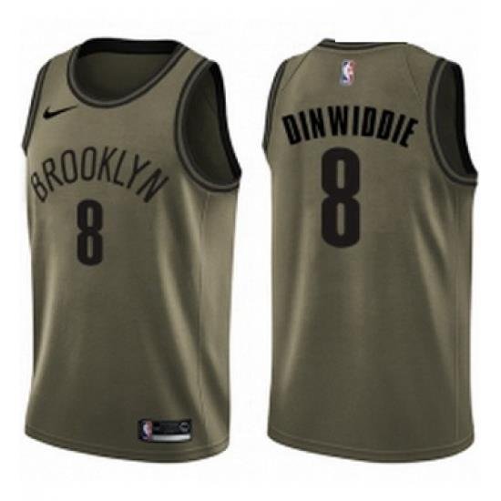 Youth Nike Brooklyn Nets 8 Spencer Dinwiddie Swingman Green Salute to Service NBA Jersey