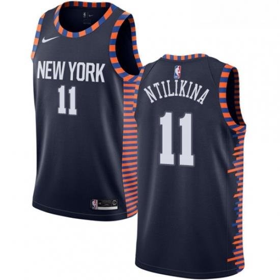 Womens Nike New York Knicks 11 Frank Ntilikina Swingman Navy Blue NBA Jersey 2018 19 City Edition