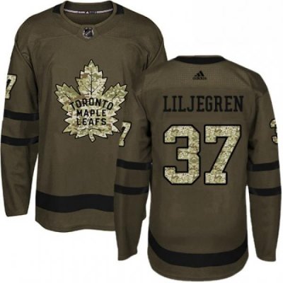 Youth Adidas Toronto Maple Leafs 37 Timothy Liljegren Authentic Green Salute to Service NHL Jersey