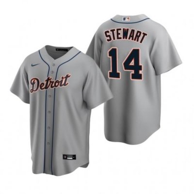 Mens Nike Detroit Tigers 14 Christin SteWart Gray Road Stitched Baseball Jersey