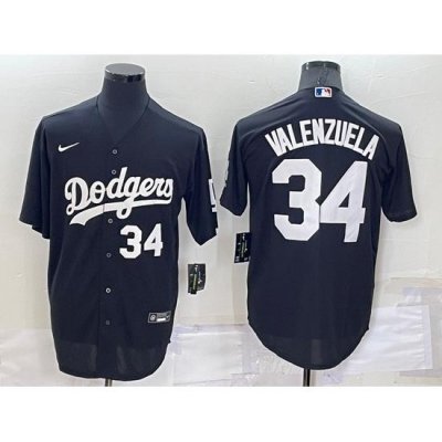 Men Los Angeles Dodgers 34 Toro Valenzuela Black Cool Base Stitched Baseball Jersey