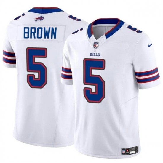 Men Buffalo Bills 5 Anthony Brown White 2024 F U S E  Vapor Untouchable Limited Stitched Football Jersey