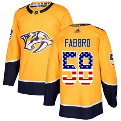 Youth Adidas Nashville Predators 58 Dante Fabbro Authentic Gold USA Flag Fashion NHL Jersey